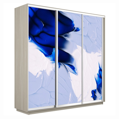 Шкаф-купе Трио-Фото (Абстракция бело-голубая) 1800*450*2200
