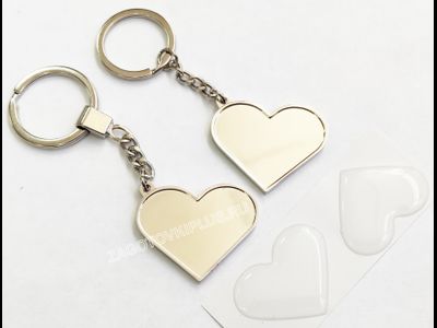 заготовки брелоков сердечко с линзами, брелоки для гравировки, брелки под вставку
