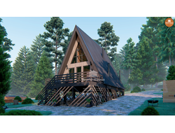 Дом A-Frame площадью 60м2 | Треугольный современный коттедж | Проект №173