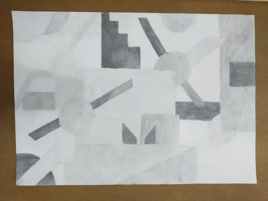 "Геометрическая композиция три тона". 
Рисунок