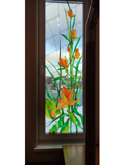 Витражная пленка на окна самоклеющаяся пленка на окна витражная пленка матовая лилии