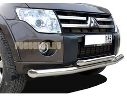 Защита переднего бампера двойная d76/60 для Mitsubishi Pajero IV 2006-2017