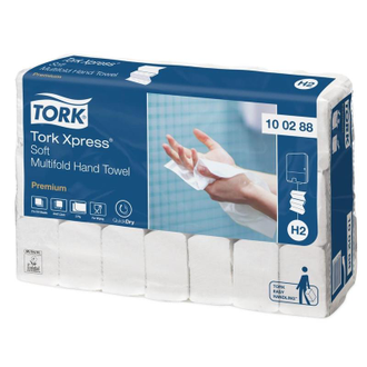 Полотенца бумажные листовые Tork Premium H2 М-сложения 2-слойные 2110 листов (артикул производителя 100288)