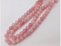 Агат тонированный  на нити  10мм светло розовый