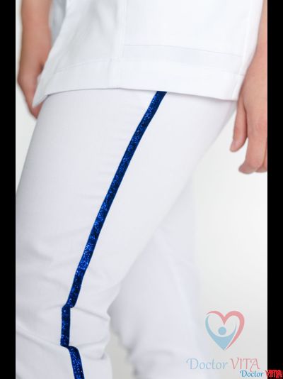 Брюки белые с синими лампасами IvaMED