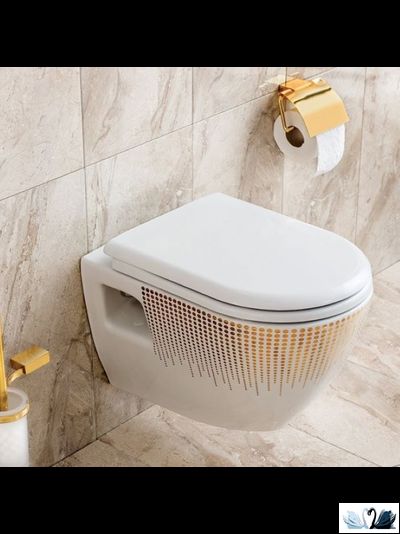 Унитаз CREAVIT Terra Gold Points TP325.001T0 c инсталляцией - комплект с сиденьем микролифт, клавишей Ufo Gold (TP325-11CB00E-NA00+GR5003.01+GP1006.00 + KC0103.03.0000E)