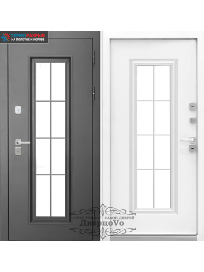 TERMO 4 - 110 мм/ БУКЛЕ АНТРАЦИТ-ЭМАЛИТ БЕЛЫЙ. ДВУХЦВЕТНЫЙ КОРОБ. ТРЕХКАМЕРНЫЙ ТОНИРОВАННЫЙ СТЕКЛОПАКЕТ. ПОВЫШЕННАЯ ВЗЛОМОСТОЙКОСТЬ