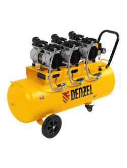 Компрессор безмасляный, малошумный DLS 1800/100,1800 Вт, 3x600, 100 л, 345 л/мин Denzel