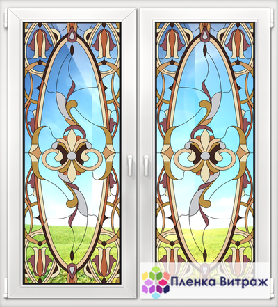 Витражная пленка, витражная пленка самоклеющаяся под заказ,пленочный витраж с классическим рисунком