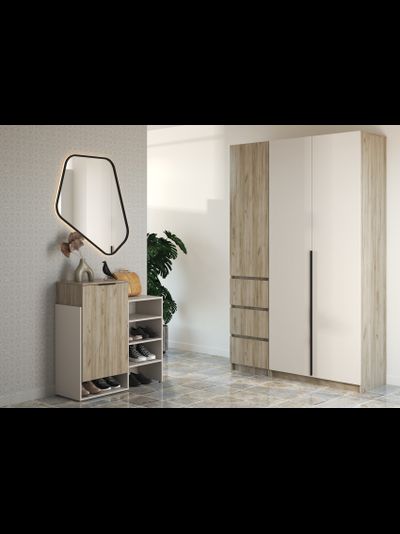 Бохо прихожая Дуб Крафт Серый/Кашемир