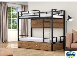 Двухъярусная кровать Валенсия Черный ящики полка дуб крафт табак Кемерово