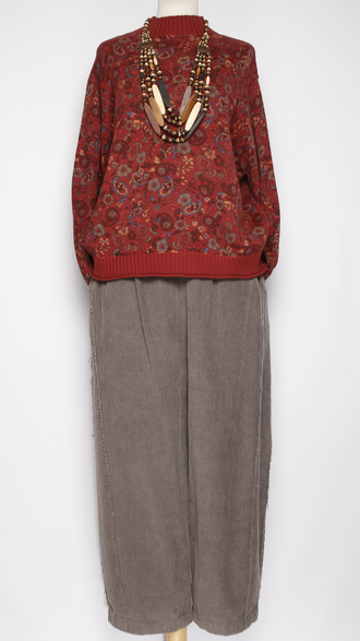 Брюки Бохо вельветовые "Трубы винтажные карман сзади" бежевые р.50-54