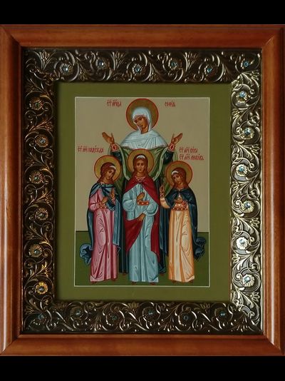 Вера, Надежда, Любовь и матерь их София. Рукописная икона.