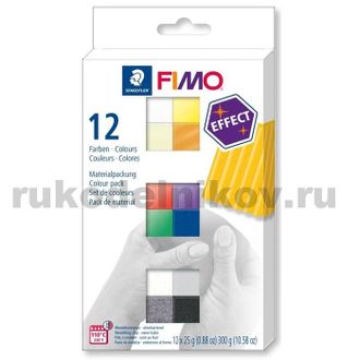 набор Fimo Effect, 12 цветов по 25 грамм