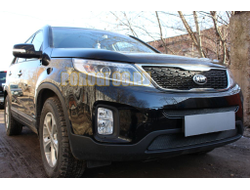 Защита радиатора KIA Sorento 2012- black середина PREMIUM
