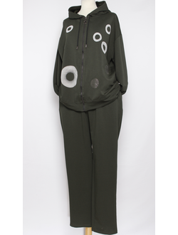 КОСТЮМ ЖАКЕТ НА МОЛНИИ И БРЮКИ "КРУГИ" хаки р.56,58