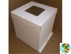 УПАКОВКА ДЛЯ ТОРТА С ОКНОМ УСИЛЕННАЯ ГОФРОКАРТОН 420*420*450 ММ