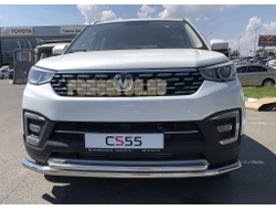 Защита переднего бампера двойная d60/42 для Changan CS55 2018-