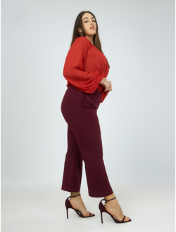 Женские классические брюки в цвете бордо для полных женщин