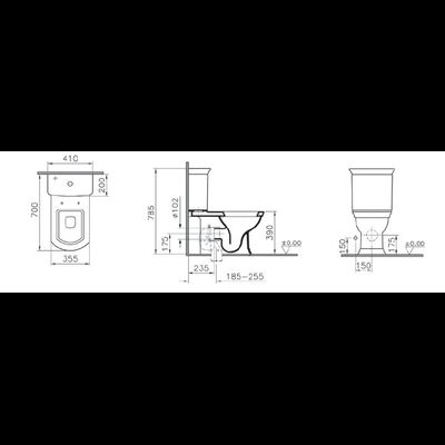 Комплект унитаза VitrA Serenada с деревянным сиденьем, с механизмом смыва Geberit, 9722B003-7204