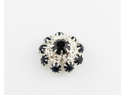 ПУГОВИЦЫ ДЕКОРАТИВНЫЕ СО СТРАЗАМИ Dolce&Gabbana, 22 мм. 50 шт. Р-0008. Цвет: черный/серебро