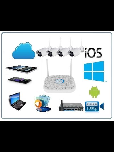 PX-KIT-PG420-20W. Комплект уличного WiFi/LAN видеонаблюдения, видеорегистратор с WiFi модулем и 4 беспроводные видеокамеры, Full HD (4 порта RJ45) (freeip)