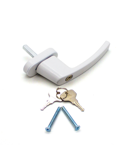 003-Ручка оконная с ключом ,  белая  Артикул: 00000354