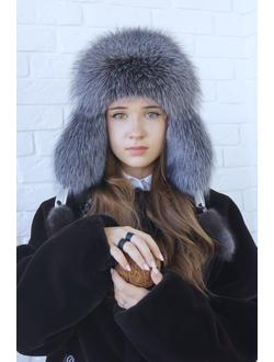 Ушанка "Полярная звезда" цвет белый + чернобурка