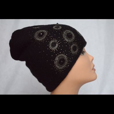 Итальянская модная шапка с украшениями Vizio 6177 черная