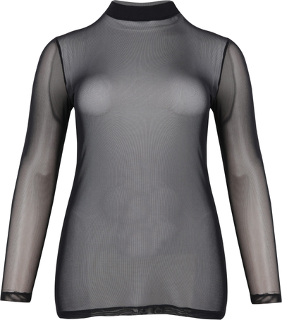 Прозрачная черная блузка plus size