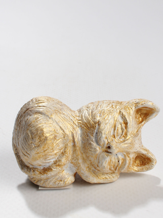 СУВЕНИР "Котенок-шар бело-золотой"  спящий