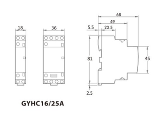 Контактор модульный GEYA 2P 25A AC220V - 2NO или 2NC или 1NO1NC