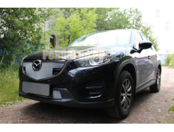 Защита радиатора Mazda CX-5 2015-2017 chrome с парктроником верх