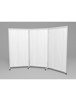 Ширма медицинская трёхсекционная М  171/3 на колесах (ткань)