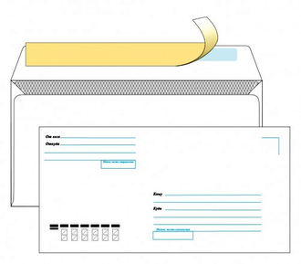 Конверт С6, 114х162, стрип, запечатка, адресная сетка, 204