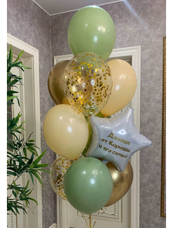 Фонтан из 10 шаров оливково-золотой