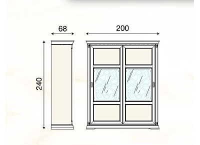 ШКАФ 2-Х ДВЕРНЫЙ PALAZZO DUCALE 71CI27AR (L200*P68*H240) PRAMA