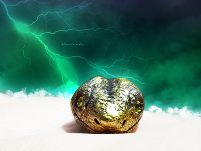 Золотая змейка. Браслет в виде змеи из полимерной глины