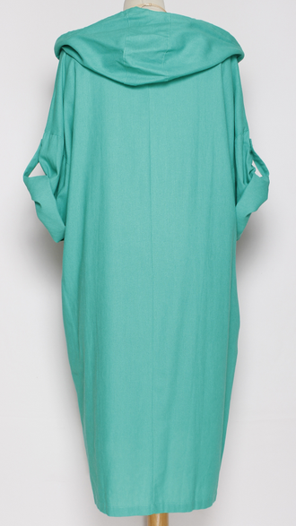 ПЛАТЬЕ БОХО  "КАПЮШОН1" лицо бирюзовое р.52-56