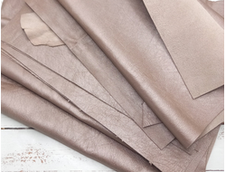 Кожа натуральная (овчина) А4 цвет розово бежевый перламутр