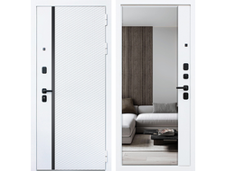 Белая входная дверь Ливерпуль с фацетным зеркалом