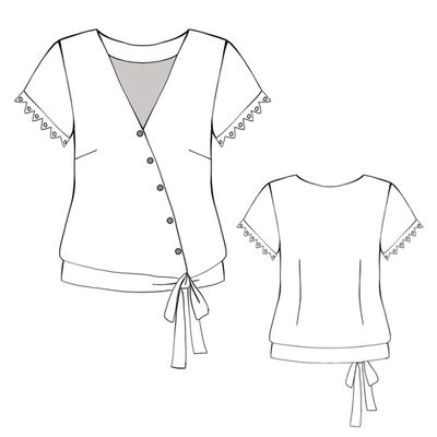 Выкройка блузки с асимметричной застежкой (PDF, размеры 42-52)