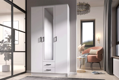 Шкаф распашной  3-х дверный "Тополь" с зеркалом  1200 мм (Бр)