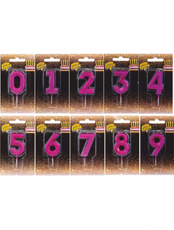 СВЕЧи -ЦИФРы "0-9" ФУКСИЯ, 4,5 СМ
