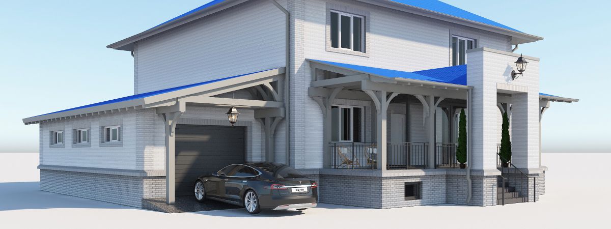 Эскиз входной группы и гаража заодно 