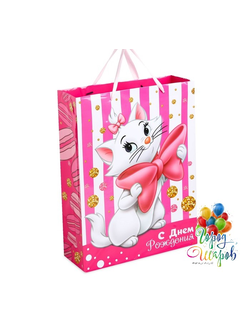 Пакет ламинированный вертикальный "С Днем рождения", Коты аристократы, 23 х 27 х 11.5 см