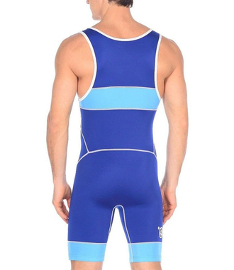 Трико борцовское для борьбы Asics Wrestling Suit 2084A001-0043 Royal голубое синее 157517 0043 зад