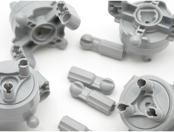 !АНАЛОГ!  Technic, Steering Axle with 2 Pin Holes, 2 Axle Holes and 2 Tow Ball Arms with Light Bluish Gray Wheel Hub(АНАЛОГ), Light Bluish Gray (46490c010)