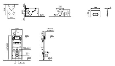 Комплект: подвесной безободковый унитаз S20, Rim-Ex, (с сиденьем с микролифтом, инсталляцией и панелью управления), 9004B003-7202