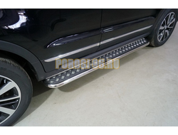 Пороги с площадкой 42,4 мм ТСС для Changan CS55 2WD 1.5T 2022-